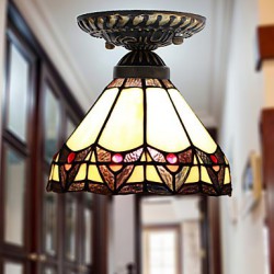 E27 220V 20*17CM 3-5銕uropean Rural Creative Arts Stained Glass Absorb Dome Lamp Led Light