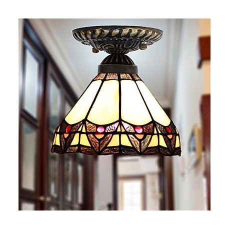 E27 220V 20*17CM 3-5銕uropean Rural Creative Arts Stained Glass Absorb Dome Lamp Led Light