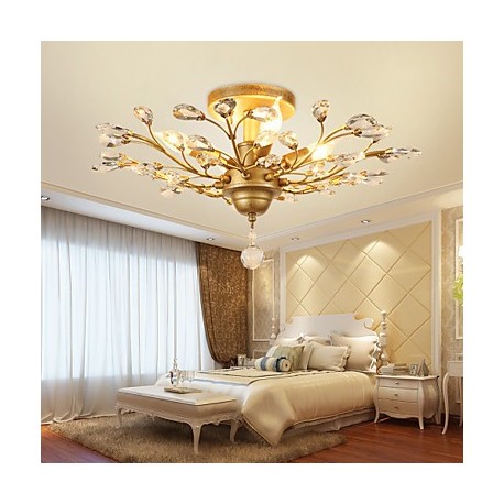 E12/E14 MAX40W Vintage Crystal Flush Mount/Metal Painting/ Living Room / Bedroom / Black OR Gold