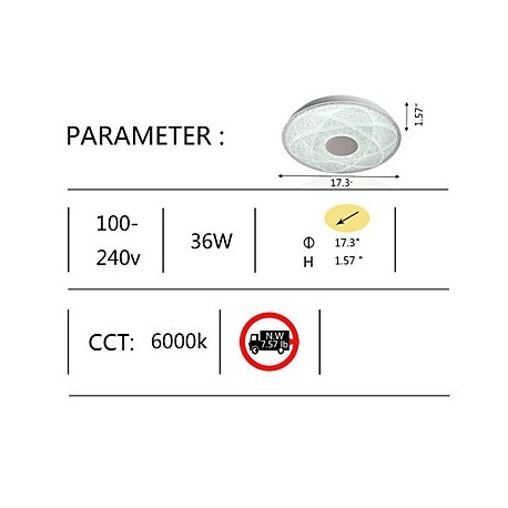 OBSESS GE-18019-C 15 3/4-Inch 36 Watts 4500K-6000K LED Interior Flush Mount, Geometric Ice Crystal Glass