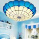 E27 220V 30*9CM 3-5銕uropean Rural Creative Arts Stained Glass Absorb Dome Lamp Led Light