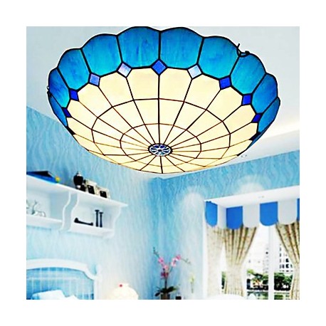 E27 220V 30*9CM 3-5銕uropean Rural Creative Arts Stained Glass Absorb Dome Lamp Led Light