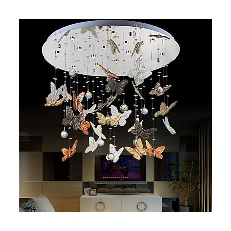 Crystal Lamp LED Circular Living Room Butterfly Crystal Lamp