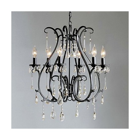 Modern 6 - Light Crystal Chandeliers Candle Feature