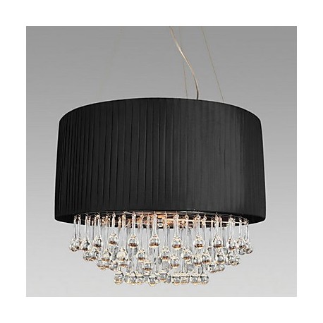 Crystal Ceiling Light with 5 Lights in Black Fabric Shade