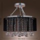 Modern Crystal Flush Mount with 5 Lights Black Fabric Shade