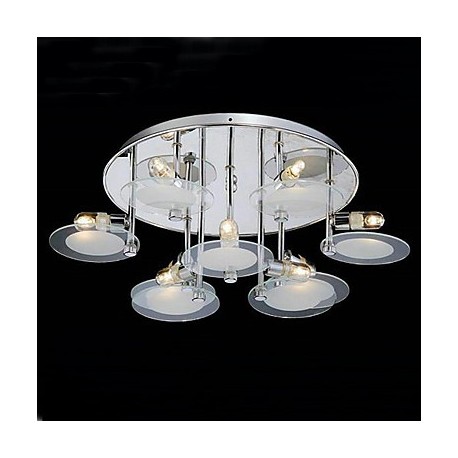 Modern Stainless Steel Flush Mount with 9 Lights