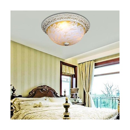 White Flush-Mount-Light 220V Pattern-Glass Resin Gold-Carving European Classic