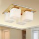 Oak Ceiling Lamp, Four Lights, Oak and Glass, 220~240V (HY9024)