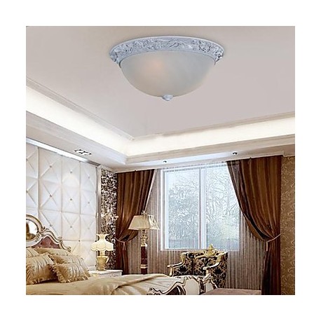 White Flush-Mount-Light 220V Glass Resin Carving European Classic