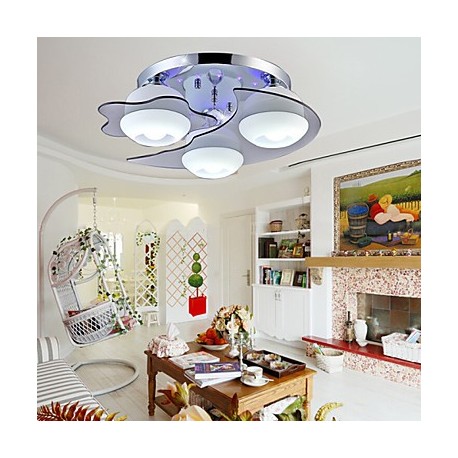 Flush Mount, LED 3 Lights, Modern Fashion Contracted White Stainless Steel Metal