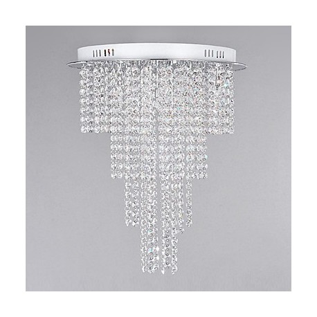 Crystal Flush Mount,8 Light, Contemporary Metal Electroplating