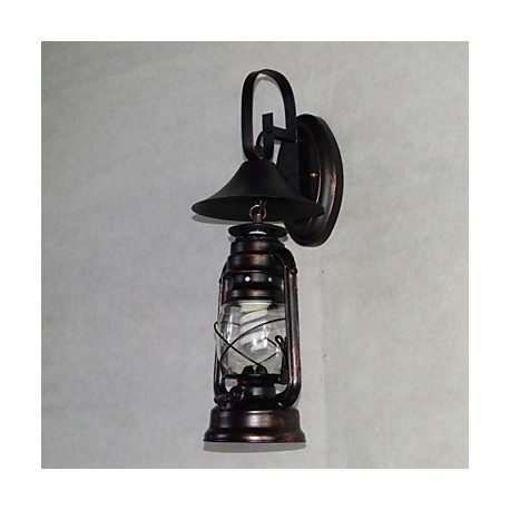 Vintage Black Metal Lantern Wall Lamp with One Light