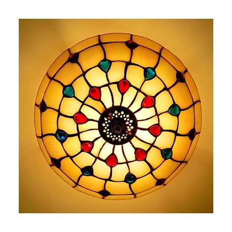 30*19CM Europe Type Style , Wrought Iron Pnd Tail-On Half Dome Light Colored Glass Sitting Room LED Lamp