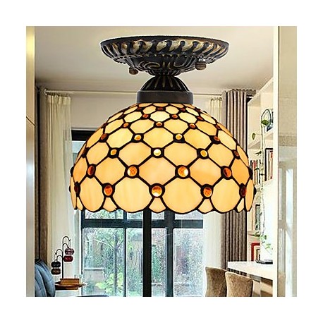 E27 220V 20*17CM 3-10銕uropean Rural Creative Arts Stained Glass Absorb Dome Lamp Led Light