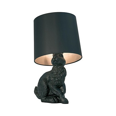 Cartoon Rabbit Table Lamp Resin Carved Body Fabric Shade