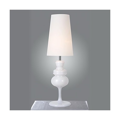 Traditional Artistic Table Lamp With Metal White Painted Body Shade