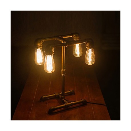 Loft American Industrial Style Pipe Desk Lamp Table Light Edison Light Source For Study Working-FJ-DT2X1-030A0