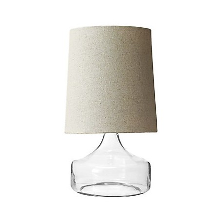 60W Modern Table Light with Beige Fabric Drum Shade and Blown Glass Base