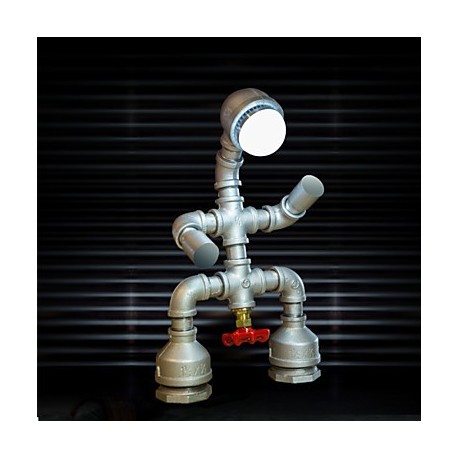 Vintage Nostalgic Industrial Water Pipe Robot Table Lamp Reading Beside Bedroom Home Decor Modern Light-FJ-DT1S-005A0