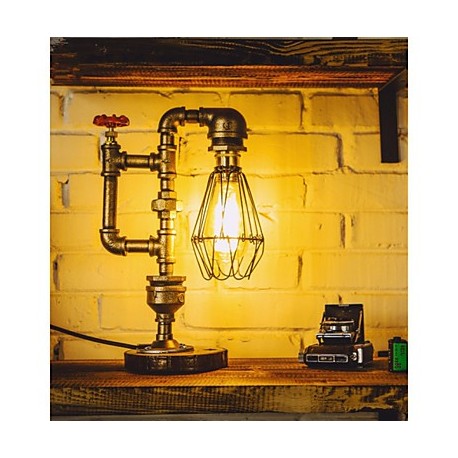 E27 Vintage Edsion Bulb Table Lamp Light Water Pipe Desk Lamp Indoor Lighting 110-220V Bulb-FJ-DT2S-038A0