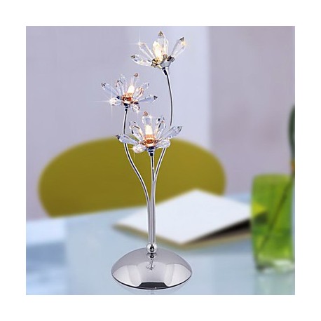 Triple Branch Crystal Flower Table Lamp