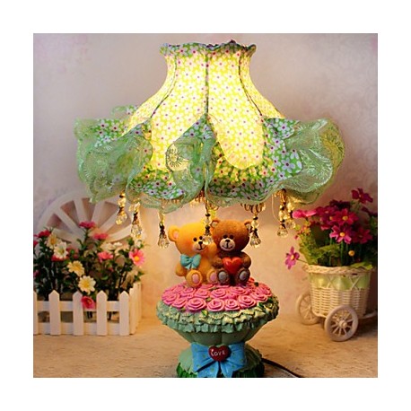 Valentine'S Day Couples Bear Children Cloth Art Of Carve Patterns Or Designs On Woodwork Rose Desk Lamp Led Light